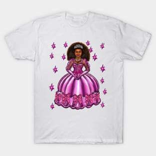 Princess -  Black Afro Princess in purple with stars  7 ! beautiful  black girl with Afro hair, brown eyes and dark brown skin. Hair love ! T-Shirt